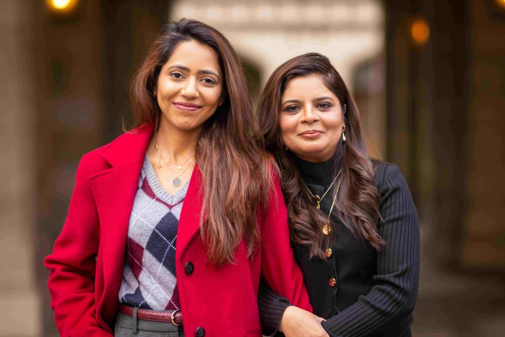 Image of Sajal (left) pictured with Scholar Ambassador Wirdah Kaif from Pakistan.
