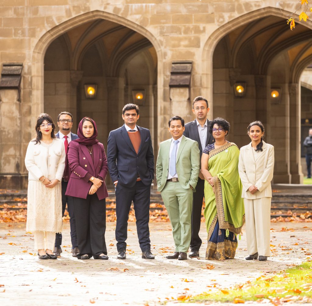 Tanveer (fourth from left) pictured with other Australia Awards scholars from South Asia in Melbourne.
