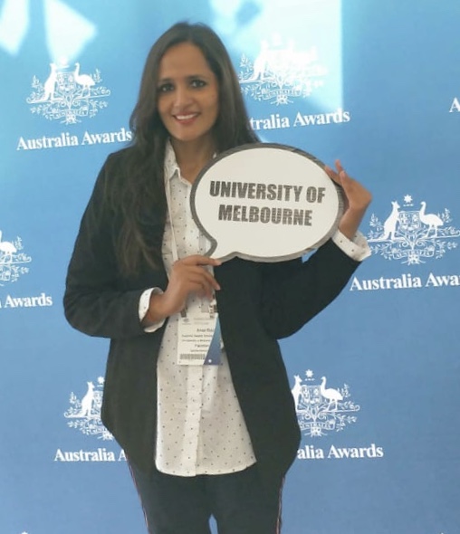 Ansa pictured at an alumni get together at the Melbourne Cricket Ground, organised by Australia Awards.