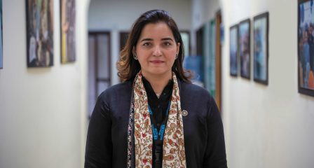 Pakistani Australia Awards alumna Zarqa Khan at her workplace